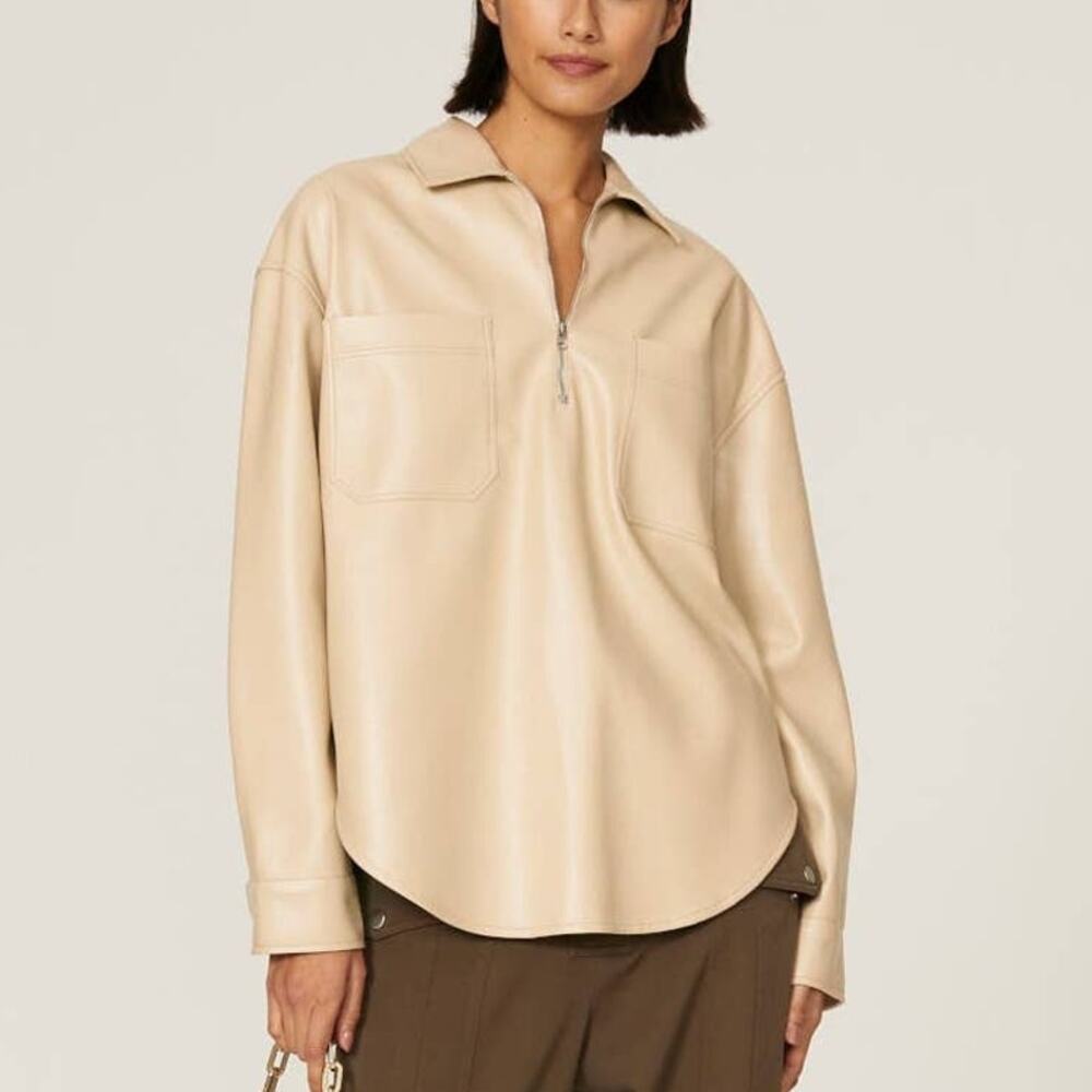 Saylor Remi Top Faux Leather Popover Tan Size M